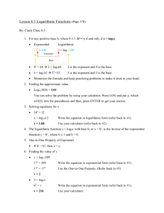 6.3 Logarithmic Functions CC 8-3