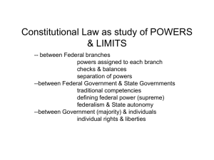 Constitutional Law as study of POWERS & LIMITS