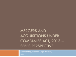 Mergers and Acquisitions Under Companies Act, 2013 * SEBI*s