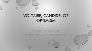Voltaire, candide, or optimisn
