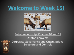Welcome to Week 15! - Entrepreneurship and Strategic