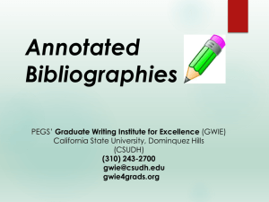 How to Create an Annotated Bibliography (PEGS' GWIE)