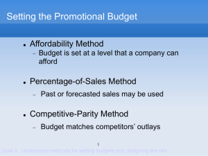 Setting the Budget and Promotion Mix - UoM