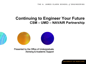 Continuing to Engineer Your Future CSM – UMD