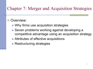 Chapter 7: Merger and Acquisition Strategies