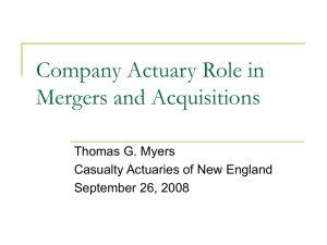 Company Actuary Role in Mergers and Acquisitions