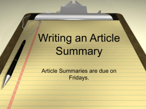 Writing an Article Summary