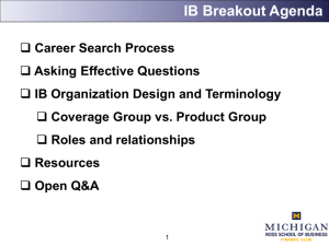 Career Search Process Update - University of Michigan's Ross