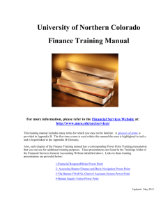 Finance Training Manual - University of Northern Colorado