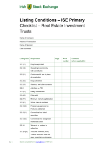 Listing Conditions ISE Primary Checklist - REITs