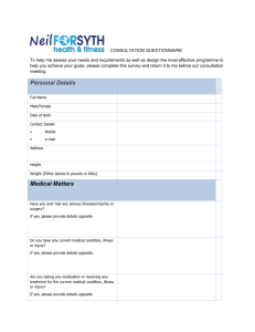 Consultation Questionnaire - Neil Forsyth Health & Fitness