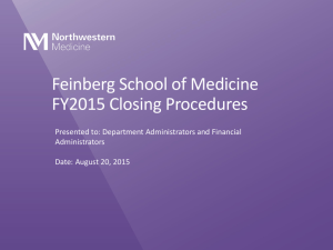 FY15 Close Presentation - Feinberg School of Medicine