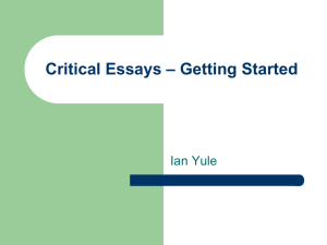 Critical Essays – Getting Started