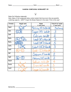 Naming Compounds Worksheet #2
