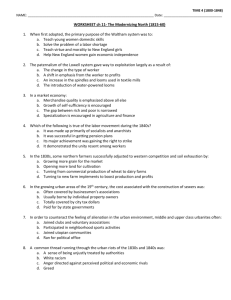 WORKSHEET ch 11 The Industrializing North