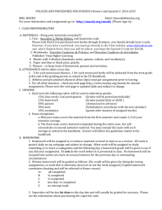 POLICIES AND PROCEDURES FOR SPANISH II Honors and