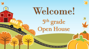 Welcome! 5th grade Open House Our School Day Our first class
