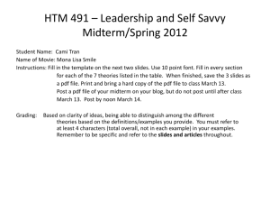 HTM 491 – Leadership and Self Savvy Midterm