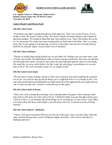BYRON SCOTT POST GAME QUOTES Los Angeles Lakers vs
