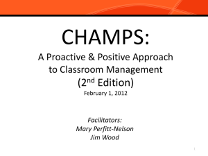 CHAMPS-Positive Behavior Interventions and Support in the