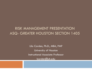 Risk Management - ASQ Houston Section 1405