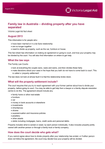Family law in Australia * dividing property after