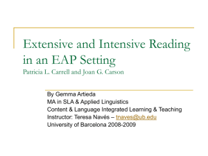 Extensive and Intensive Reading in an EAP Setting