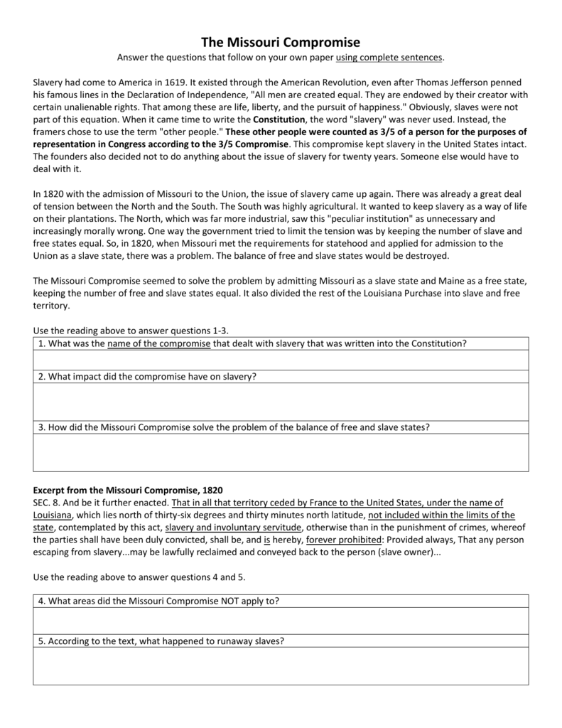 Worksheet Missouri Compromise Worksheet Grass Fedjp Worksheet Study Site