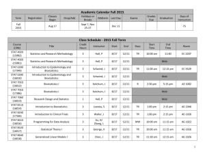 Class Schedule - 2015 Fall Term