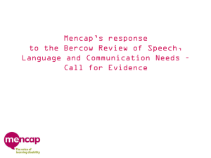 Mencap's response to the Bercow Review of Speech, Language and