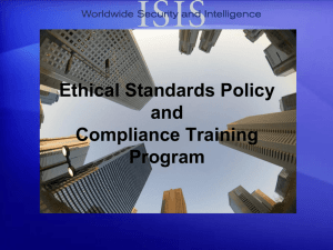 The Ethical Standards Policy and Compliance Training Program
