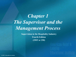 Supervision in the Hospitality Industry Chapter 1 Power Point