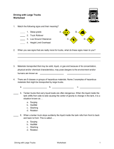 Driving with large trucks worksheet