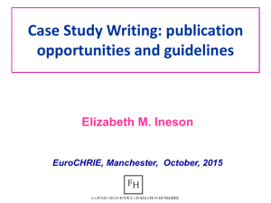 Case Study Writing: publication opportunities and