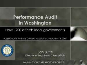 Performance Audit in Washington - Puget Sound Finance Officers