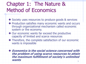 Economics is the social science concerned with the problem of