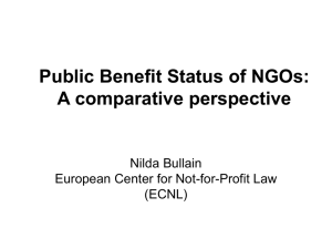 Public Benefit Status of NGOs: A comparative perspective