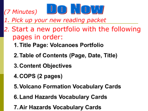 Title Page: Volcanoes Portfolio Table of Contents