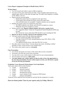 Career Report Assignment Principles of Health Science 2015-16