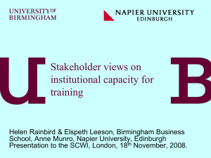 Stakeholder views on institutional capacity for training.
