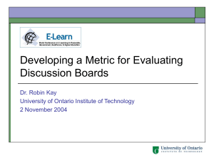 Developing a Metric for Evaluating Discussion Boards