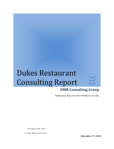 Dukes Restaurant Consulting Report