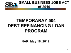 TEMPORARY 504 DEBT REFINANCE LOAN PROGRAM