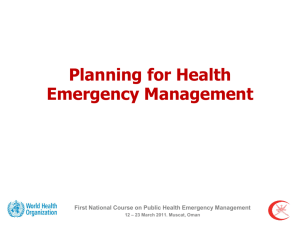 Planning for Health Emergency Management