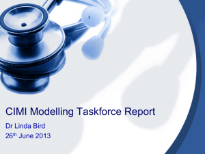 CIMI Modelling Taskforce Report