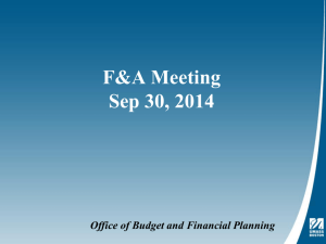Budget and Financial Planning Update
