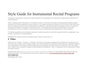 Style Guide for Instrumental Recital Programs