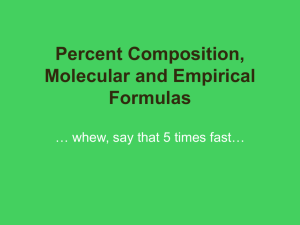Percent Composition, Molecular and Empirical Formulas