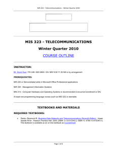 FMDS 323 - Telecommunications - Course Outline