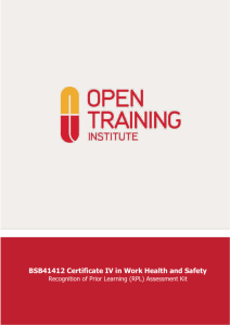 BSB41412 Certificate IV in Work Health and Safety